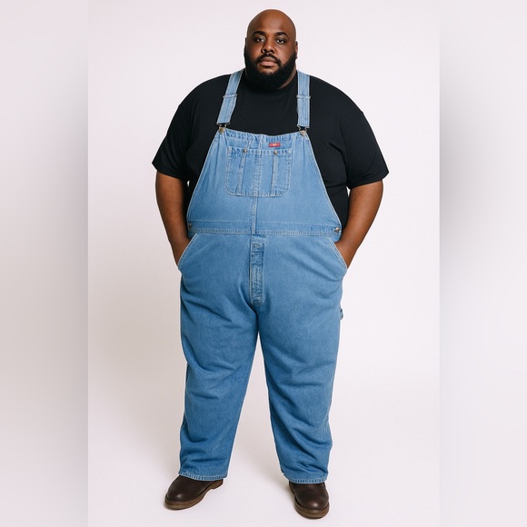 Dickies Mens Biboveralls Denim BIbs Overalls Coveralls Big Tall Size 50 X 32 - Picture 1 of 6